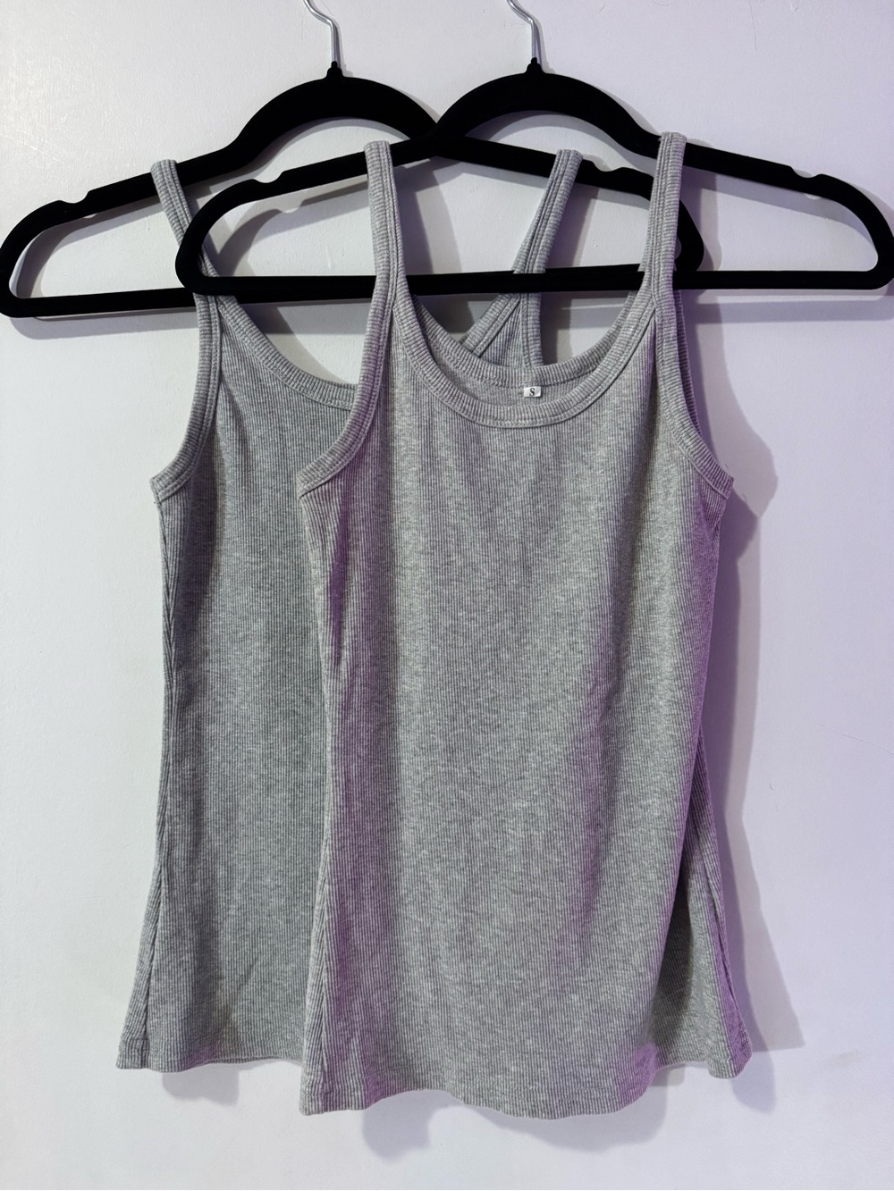 Bundle of 2 - Women's Basic Ribbed Tank Tops - Light Gray